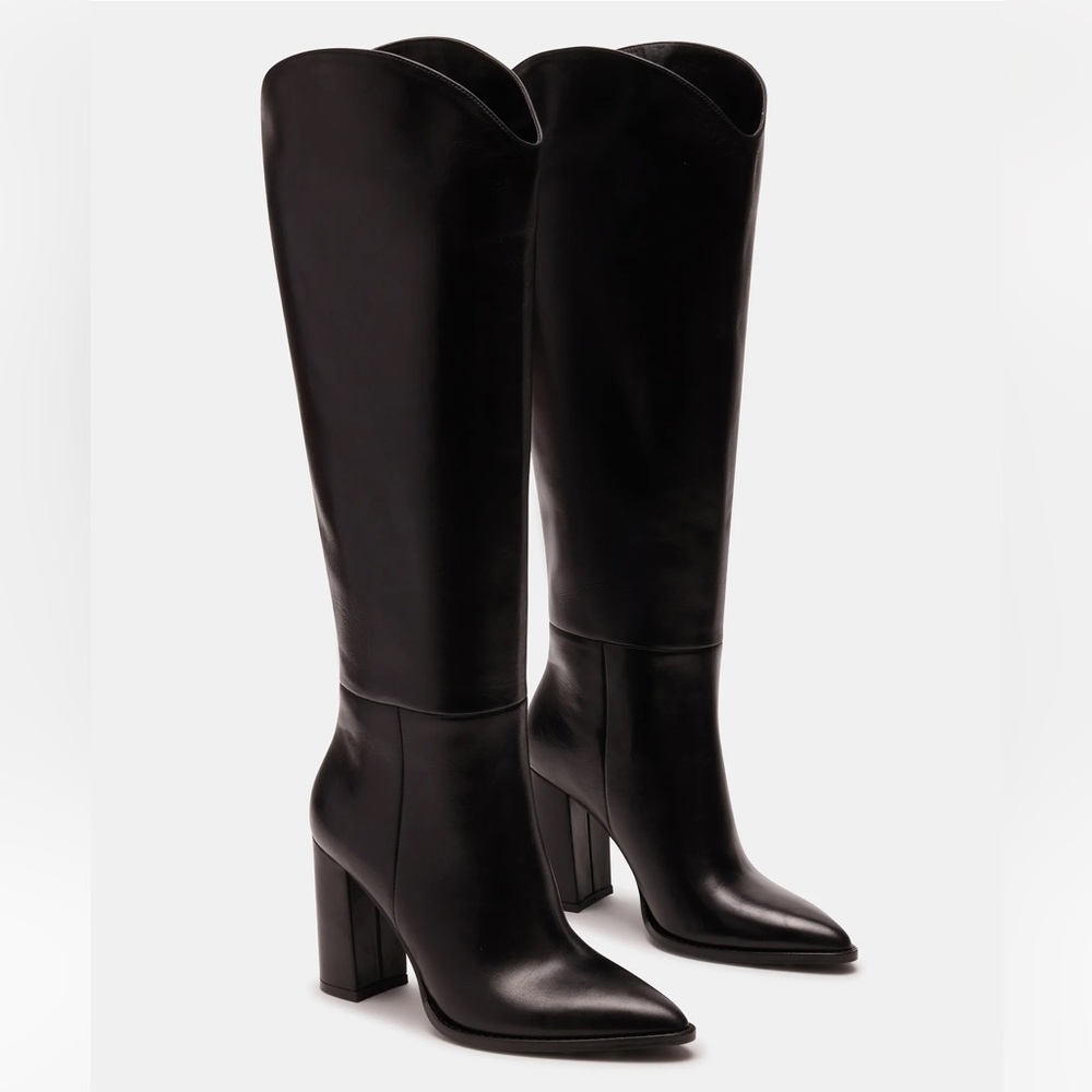 Steve Madden BIXBY BLACK LEATHER Heel Boot - Picture 3 of 7